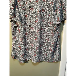 Loft Womens Size Large Blouse Short Flutter Sleeve Button Front Floral Butterfly thumbnail 9