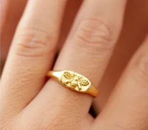 Savvy 14K Gold Plated Bee Signet Ring CIE JEWELS thumbnail 1