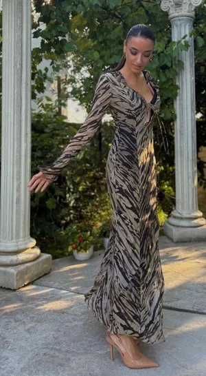 Zara animal Print Dress maxi bohemian hippie summer thumbnail 1