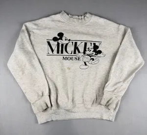 VTG DISNEY Mickey Mouse Sweatshirt Heather Gray Graphic Pullover Womens M thumbnail 1