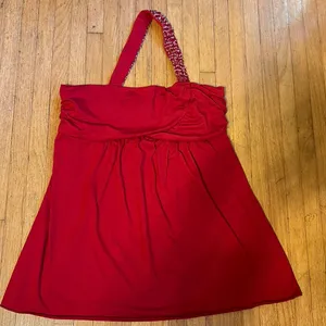 Frederick's of Hollywood Unique One Strap Blingy Red Going Out Shirt NWT thumbnail 1