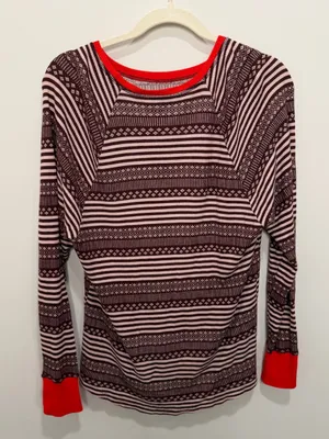Aerie Fair Isle Stripe Thermal Long Sleeve Top Size Small thumbnail 4