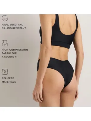 NWT Quince Italian V-Cut High-Rise Bikini Bottom in Black - Size: Small thumbnail 6