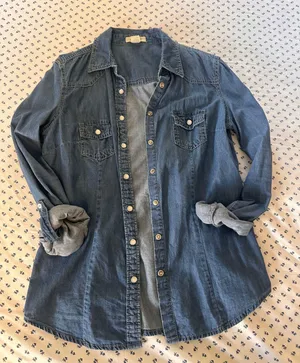 Blue asphalt Jean Button-up Shirt thumbnail 1