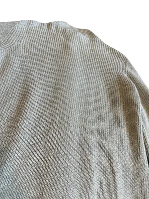 L.L. Bean Zip-Down Cardigan Sweater Ribbed Stretch Light Grey Size Large Women's thumbnail 12