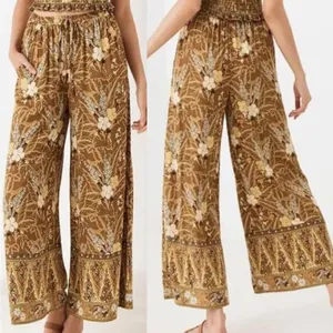 Spell & The Gypsy Bianca Brown Floral print wide leg pants size small thumbnail 6