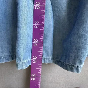True Craft Dress 2X Plus Blue Denim Chambray Short Sleeve Tiered Swing thumbnail 8