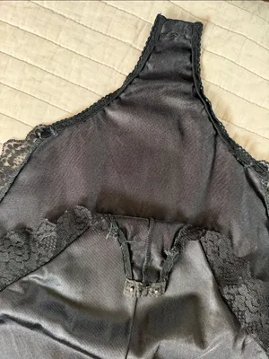 Bestform Vtg 80’s 36 black lace trim nylon lingerie bodysuit whimsy goth thumbnail 7