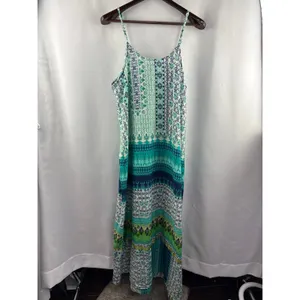 Women’s Kalypso7 XL Blue & Green Abstract Pattern Maxi Dress thumbnail 3