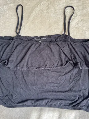 American Eagle Outfitters Black Ruffle Cami Tank thumbnail 1