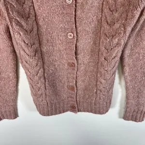 L.L. Bean Womens Long Sleeve Button-Up Wool Blend Pink‎ Sweater Sz S Cottagecore thumbnail 3