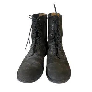 FRYE Women's Gray Lace Up Suede Combat Chelsea Boots Sz 9.5 B Almond Toe‎ thumbnail 2