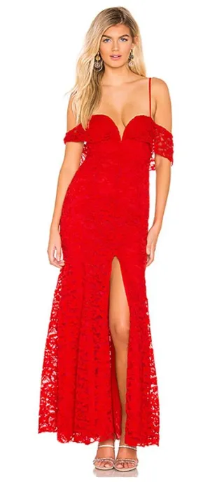 Revolve Majorelle Angelique Red Lace Gown XS New With Tags thumbnail 1