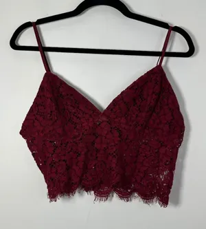 Bardot Womens Size Medium Sienna Burgundy Floral Lace Bralette Crop Top Festival thumbnail 1