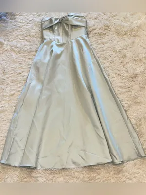 NEW Alfred Sung Bow Strapless twist cuff neck gown mint green D888 sz 4 thumbnail 4