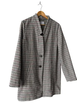 Old Navy Textured Houndstooth Mid Length Button Front Coat Large thumbnail 2