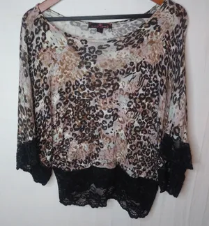 Almost Famous L Pink Tan Black Leopard Top thumbnail 1