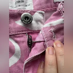 Cotton On Pink and White Swirly Loose Straight Jeans 4 thumbnail 8