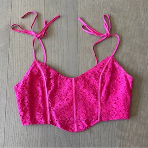 Lovers and Friends Pink Lace Corset Top thumbnail 2