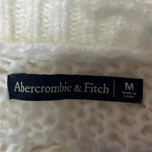 Abercrombie & Fitch Cream Waffle Knit V Back Long Sleeve Sweater Top Size M thumbnail 3