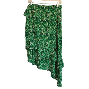 Lulus Green Floral Wrap Skirt Ruffle‎ High-Low Midi DE287B Womens Medium thumbnail 11