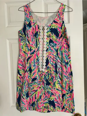 Lilly Pulitzer Navy, Pink & Lime Sleeveless Shift Dress thumbnail 2