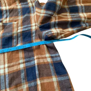 POL Plaid Tunic Small Brown Blue High Low Flannel‎ Shirt SMT886 Gorpcore Boho thumbnail 7