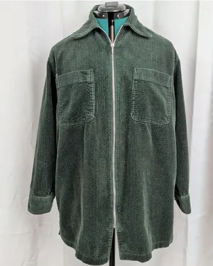 Vintage Ladies Zip Up Corduroy Shirt Jacket Medium thumbnail 1