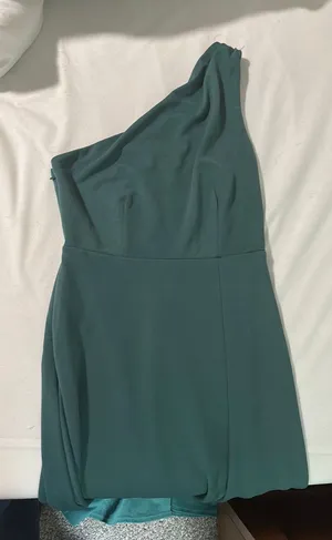 Birdy Grey One shoulder teal dress thumbnail 1