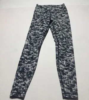 Lululemon Women's Black and White Patterned Leggings Size 8 thumbnail 1