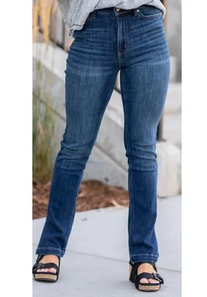 KanCan Jeans Size 15/31 Madalynn Bootcut High Rise Side Slits Stretch Blue Denim thumbnail 9