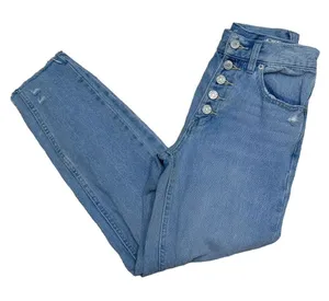 We The‎ Free People Straight Jeans Women Sz 24 Button Fly High Rise Distressed thumbnail 1