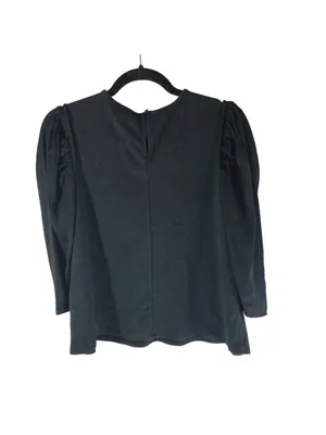 Current Air Black Textured Long Puff Sleeve Top XS Womens Cotton Blend thumbnail 2
