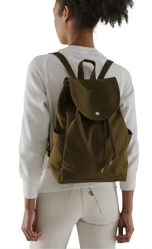 BAGGU Drawstring Backpack in olive green thumbnail 1
