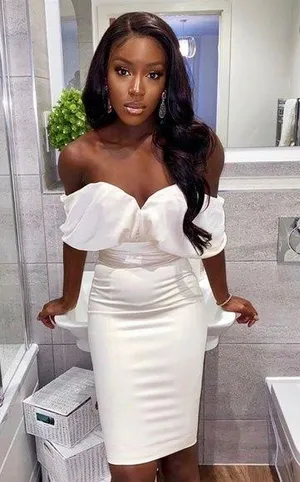 House Of CB NWT AISHA IVORY SATIN STRAPLESS DRESS thumbnail 1