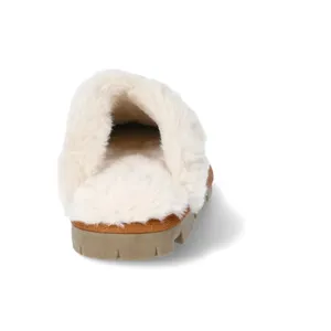 Joyspun Womens Clog Slippers Size 8 Chestnut Suede Memory Foam Faux Fur Lug Sole thumbnail 5