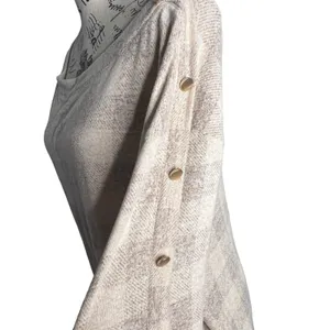 Maurices (M) Cozy Relaxed Plaid Button Long Sleeve Dolman Boat Neckline Tee thumbnail 8