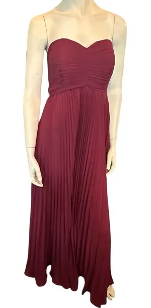 Ryanth Strapless Pleated Dress Wine Size 16 NWT Purple thumbnail 1