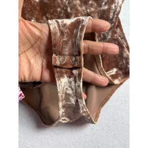 Forever 21 Brown Crushed Velvet Bustier Bodysuit Small Sweetheart Neckline Boho thumbnail 5