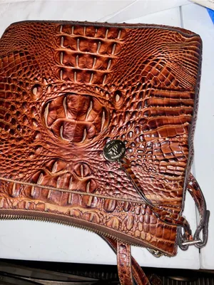 Brahmin Cognac Croc-Embossed Leather Messenger thumbnail 4