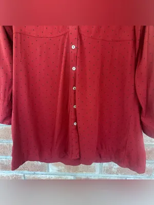 Free People Polka Dot Mini Dress Long Sleeve Button Up Women’s Small Red thumbnail 5