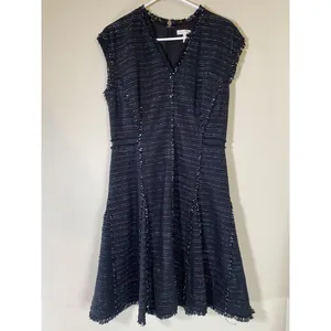 Rebecca Taylor Womens Dress Size 8 Black Sparkle Stretch Tweed Sleeveless $495‎ thumbnail 2