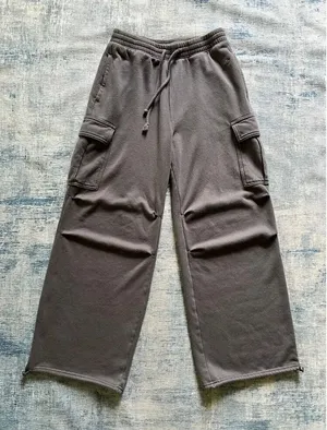 Hollister Gray Cargo Wide Leg Cinch Hem Ultra High Rise Sweatpants Small thumbnail 1