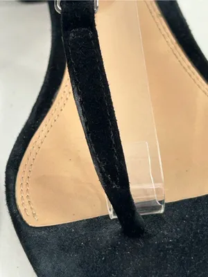 Tory Burch Black Suede Crystal Logo T-Strap Block Heel Sandals Size 9.5 thumbnail 8