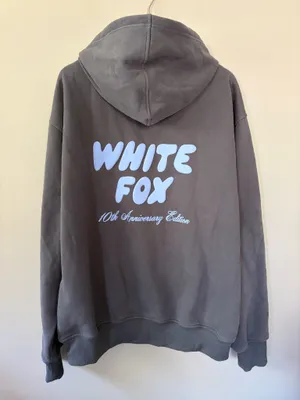 White Fox Hoodie Grey Baby Blue Graphics Size L/XL thumbnail 7