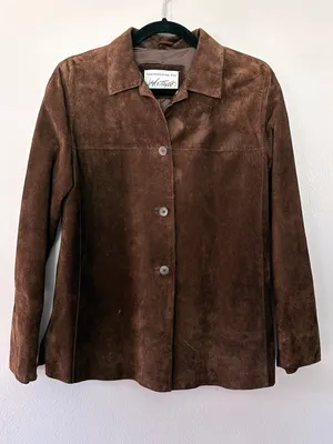 Lord & Taylor Brown Genuine Suede Leather Shirt Jacket Fully Lined size S* thumbnail 1