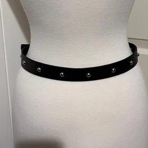 Zara Silver Studded Black Faux Leather‎ Belt Y2K Rock Punk Goth Wednesday thumbnail 2