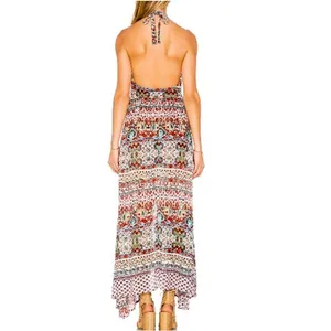 Anthropologie Raga Riviera Vibe Deep V Halter Maxi Dress Medium thumbnail 3
