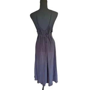 Miss Salma Sheer Black Floral Embroidered Nightgown Slip Dress Medium thumbnail 4