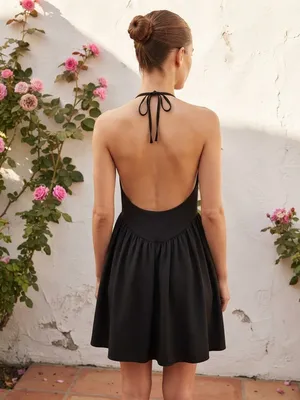 American Apparel Black Nylon Tricot Figure Skater Dress Size Small Halter Mini thumbnail 16